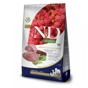 FARMINA N&D DOG GF QUINOA LAMB WEIGHT M/L sausā barība suņiem Jērs, brokoļi, kvinoja 7kg